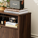 Shoe Storage Cabinet for Entryway with Flip Drawers - Walnut