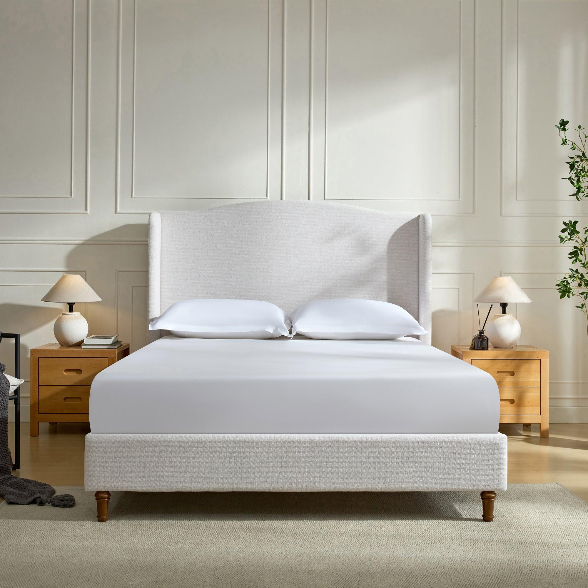 Minimalist Upholstered Queen Bed with 54' Headboard.