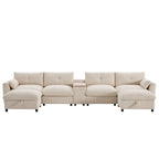 Modular Sectional Sofa with Console, Cup Holder, USB Charger.