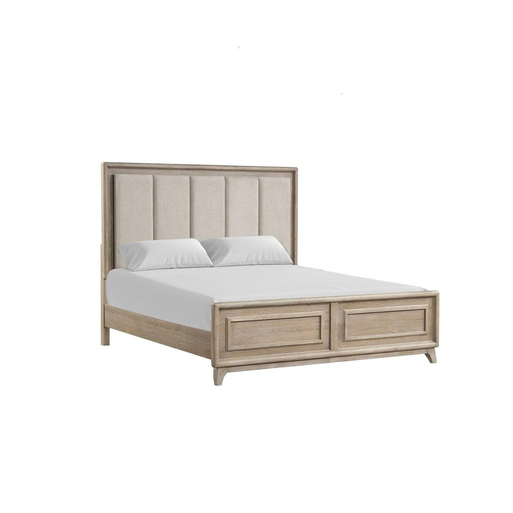 Eastern King Size Bed in Oak Finish with Channel Headboard.