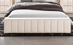Queen Size Bed Set with Nightstands - Contemporary Beige Furniture.