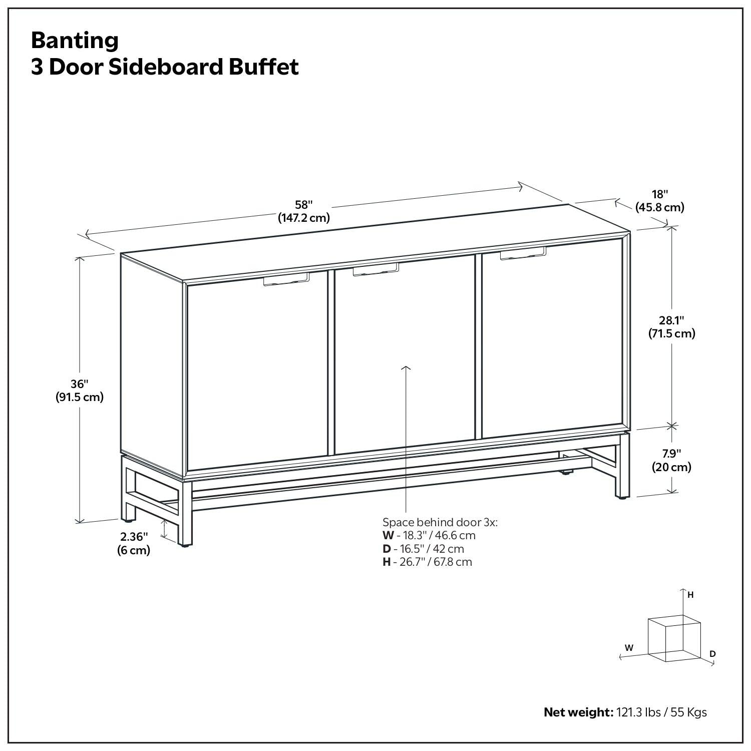 Banting 3 Door Sideboard Buffet for Functional Storage.