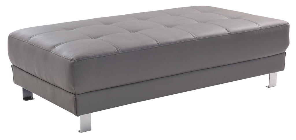 57-Inch Gray PU Leather Contemporary Ottoman Footrest
