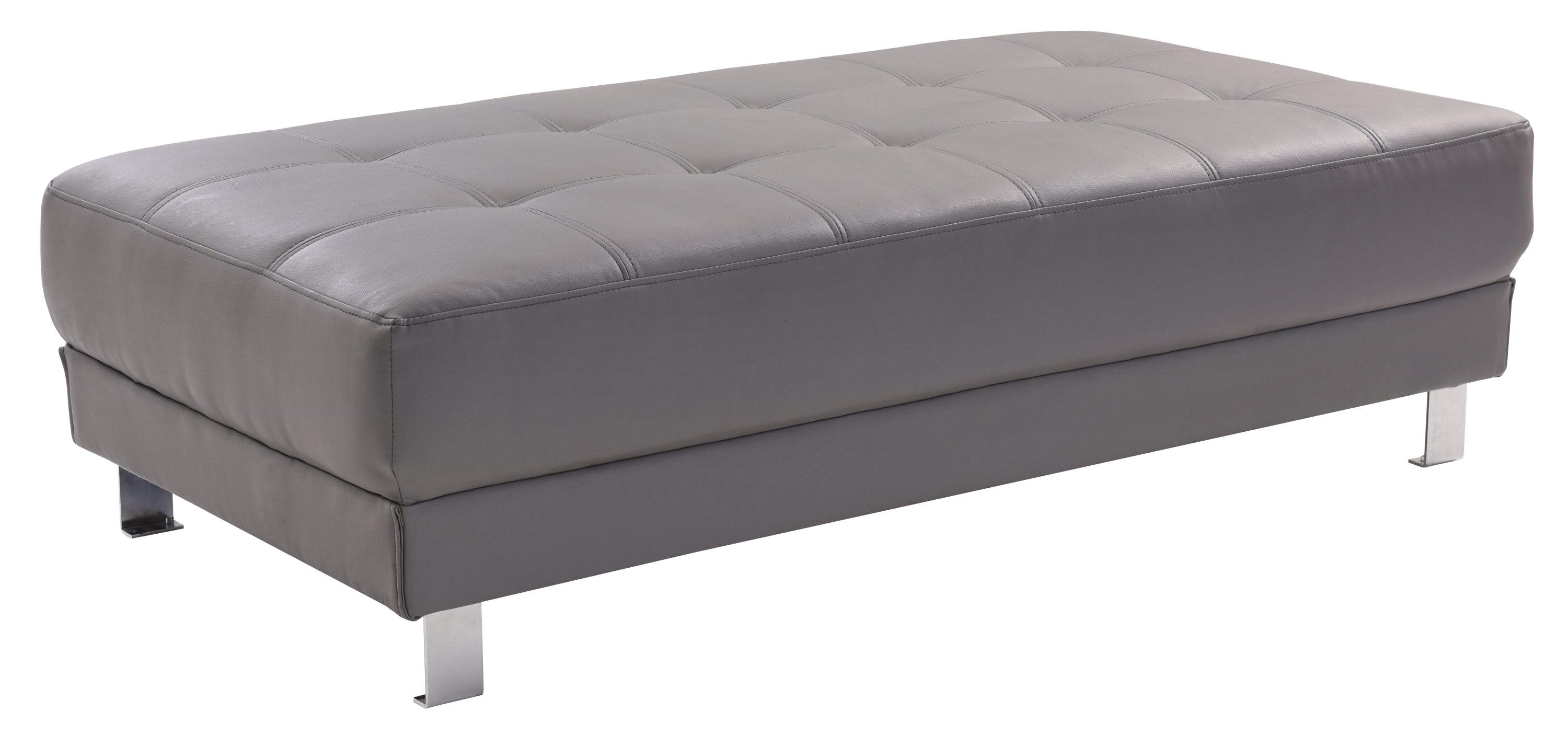57-Inch Gray PU Leather Contemporary Ottoman Footrest