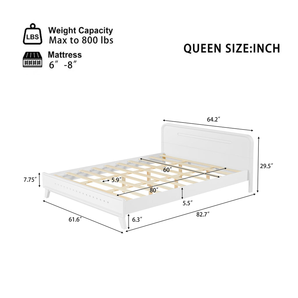 Pine Solid Wood Queen Size Bed - Durable & Elegant.