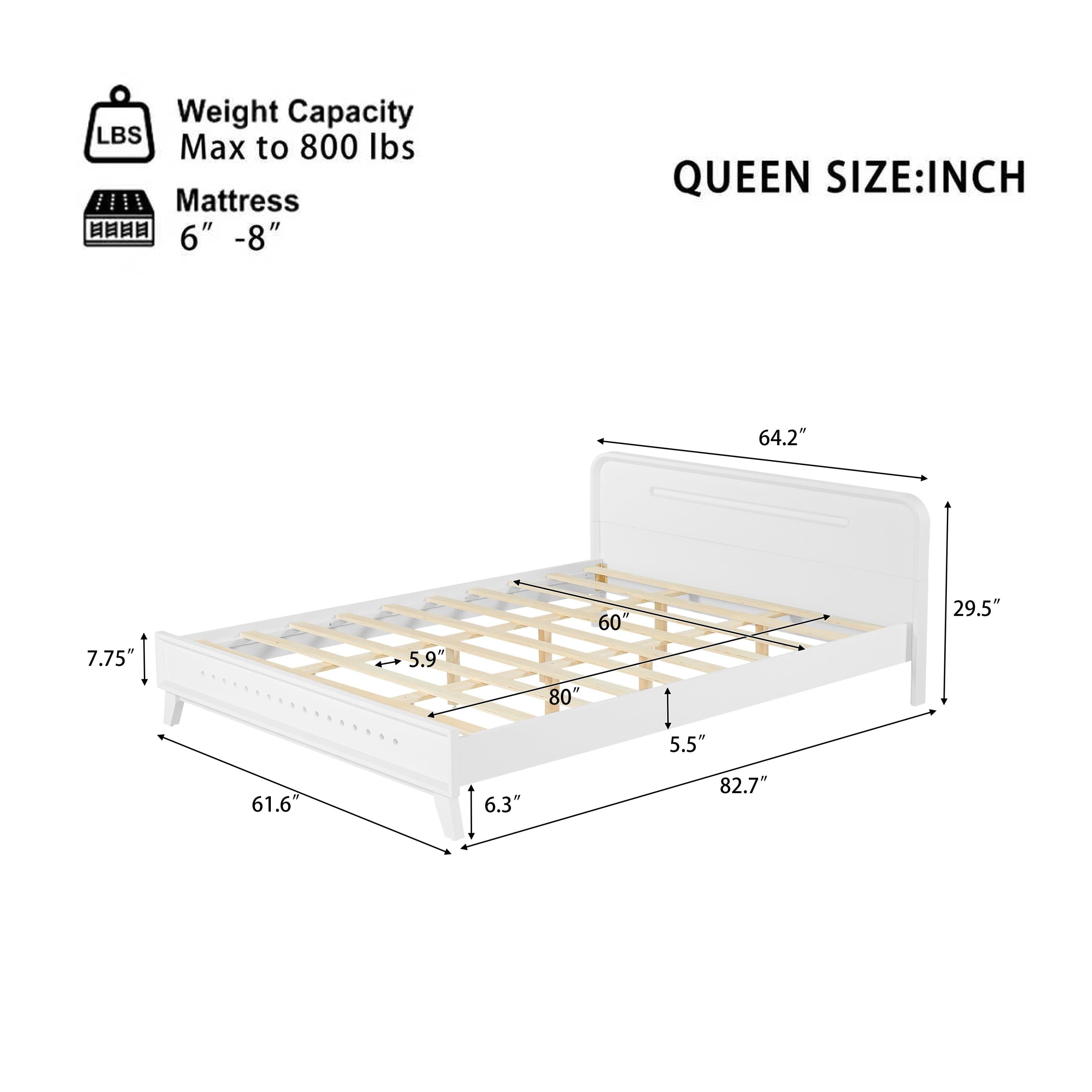 Pine Solid Wood Queen Size Bed - Durable & Elegant.