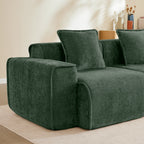 Close-up of the Velvet Modular U Shape Sofa armrest and pillow, emphasizing the thick padding and premium velvet fabric.