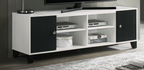 Contemporary Black and White TV Stand with Storage