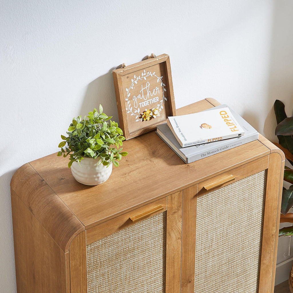 Rattan Shoe Cabinet with 6-Tiers for Shoe Storage.
