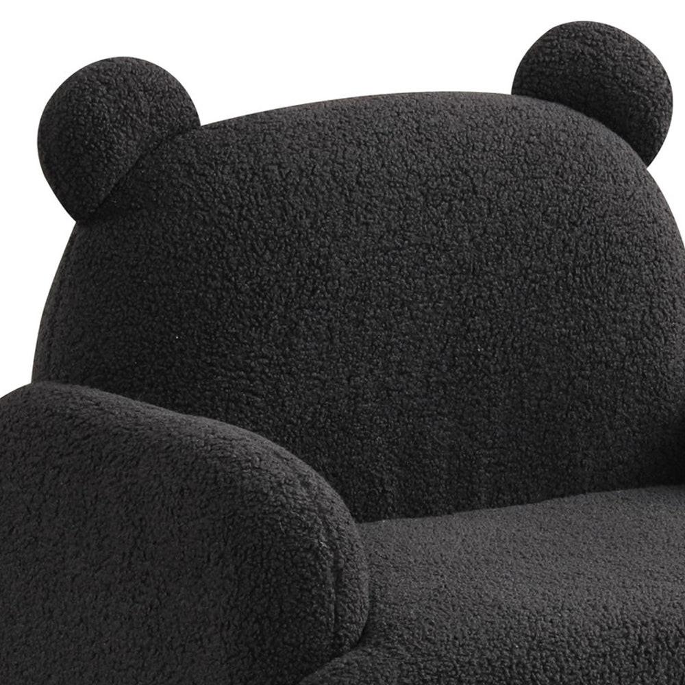 Sherpa Upholstered Bear-Shaped Kids Armchair, Black.