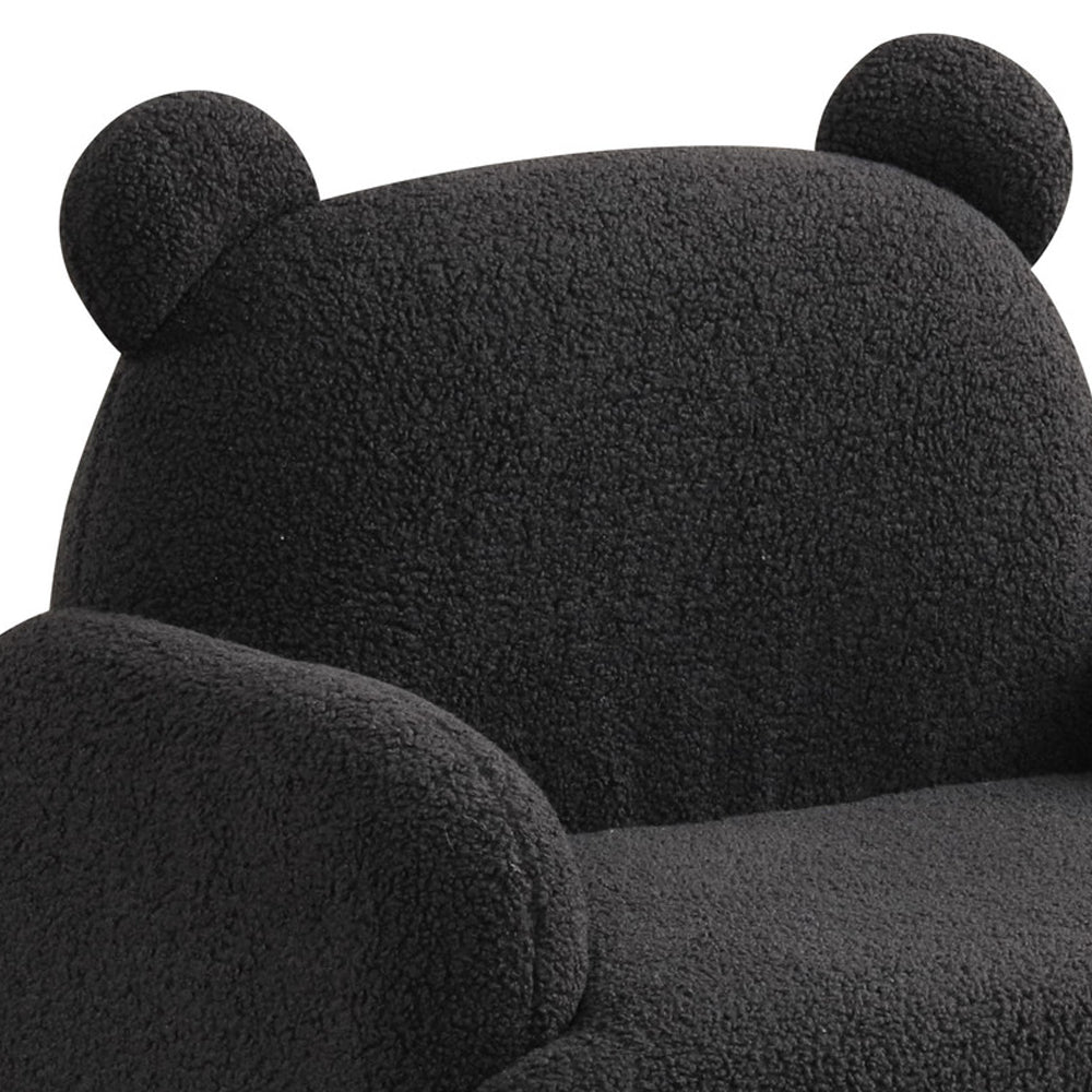 Sherpa Upholstered Bear-Shaped Kids Armchair, Black