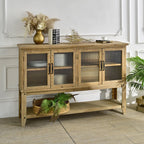 Wooden Sideboard Cabinet with Glass Doors for Storage.