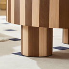 Round Wood Coffee Table for Living Room Decor.