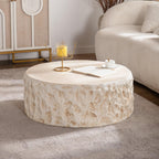 Mid-Century Round MgO Coffee Table for Living Room.