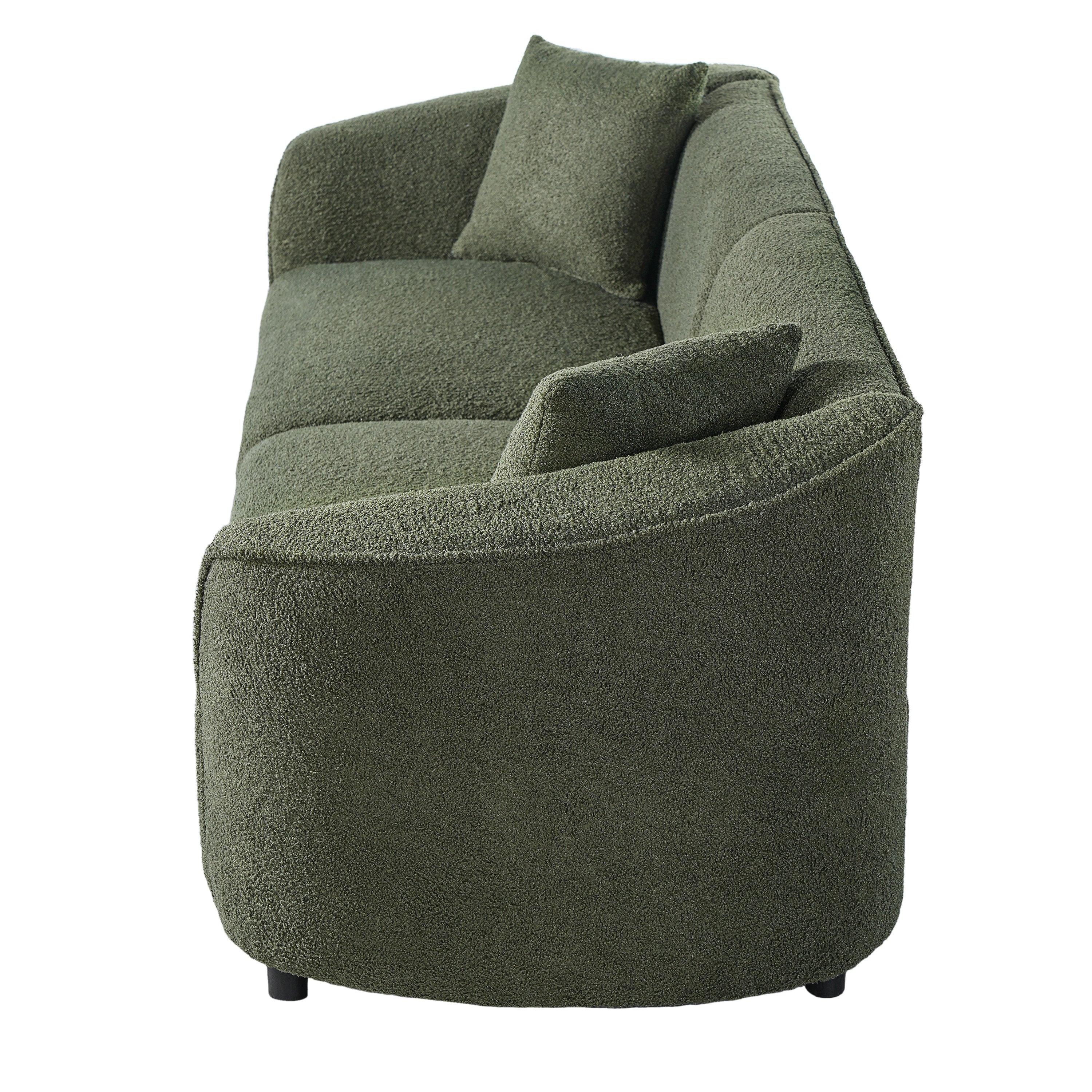 87' Curved Contemporary Sofa Green for Stylish Living Spaces.