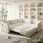85.1' L-Shaped Sofa with Pull-Out Bed and USB Port.