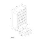 Beverly White and Black Chest with Fluted Finish, LED Lighting, Spacious Drawers, Edge Pulls, Rubber Wood, 38 x 18 x 54 inches