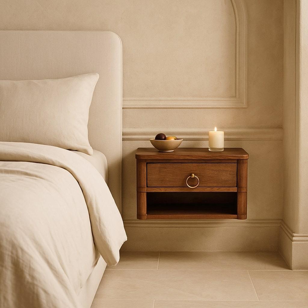Artisan Furniture Solid Wood Wall Nightstand.
