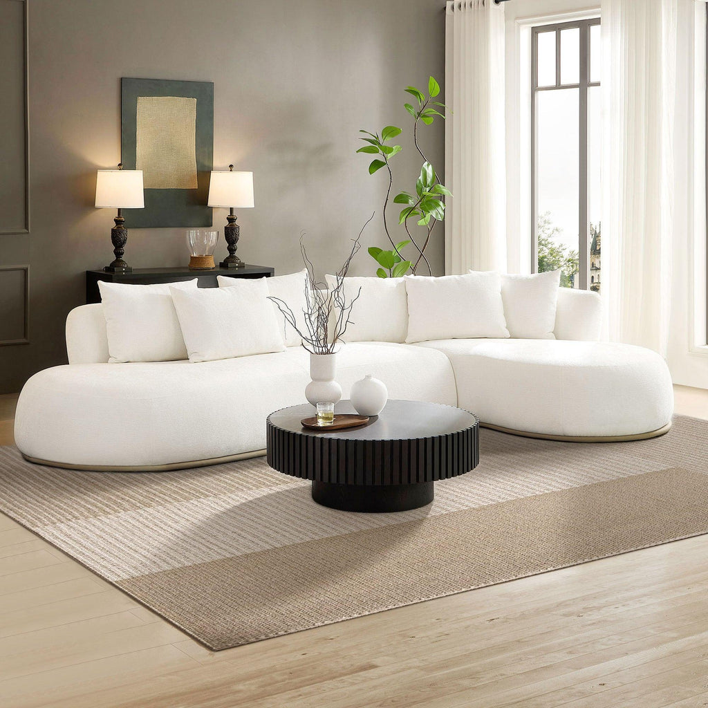 Oversized L-Shape Sectional Sofa with Right Chaise in Beige.