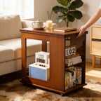 Bamboo Folding Edge Table with Movable Storage.