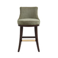 Lucia Leaf Green Chenille Barstool with Beech Wood Legs