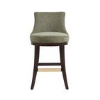 Lucia Leaf Green Chenille Barstool with Beech Wood Legs
