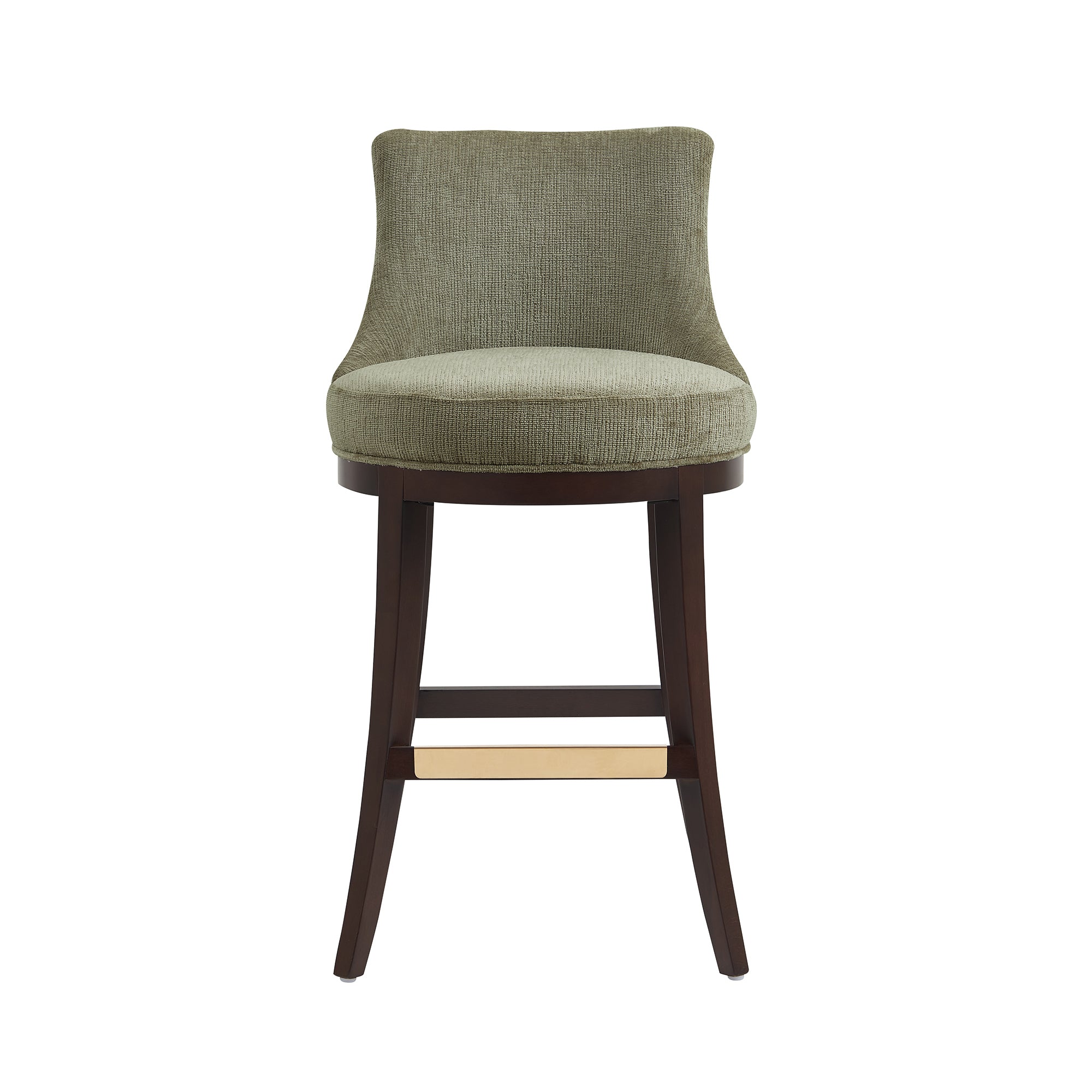 Lucia Leaf Green Chenille Barstool with Beech Wood Legs