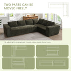 Modular sectional sofa with two movable parts, offering flexible configurations to suit various room layouts and seating needs.