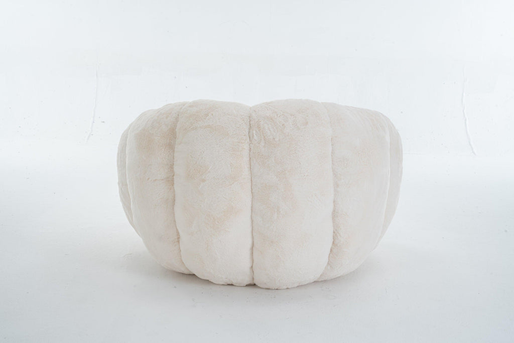 Beige Bean Bag Chair - Floral-Shaped Soft Sofa for Living Room.