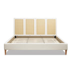 Toscana King Upholstered Cane Bed, Antique White.