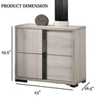 Contemporary Nightstand with Drawers in White Wash Finish.