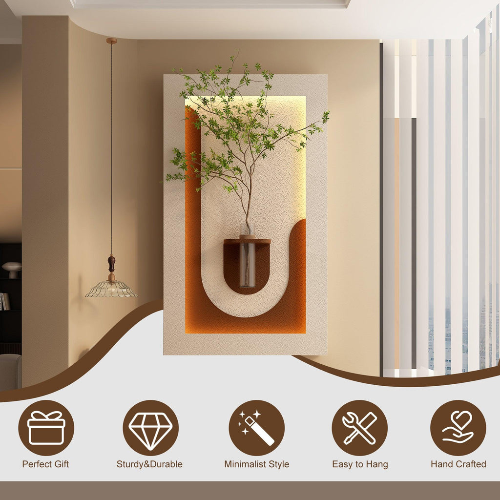 LED Wall Decor with 3-Color LED and Plants.