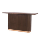 Modern Console Table with Ash Veneer Top and Metal Accent.