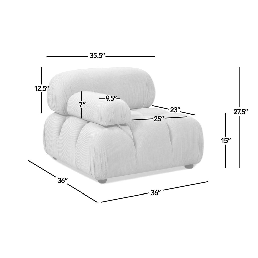 Marcel 36' Modular Modern Lounge Chair in Olive Green Velvet.