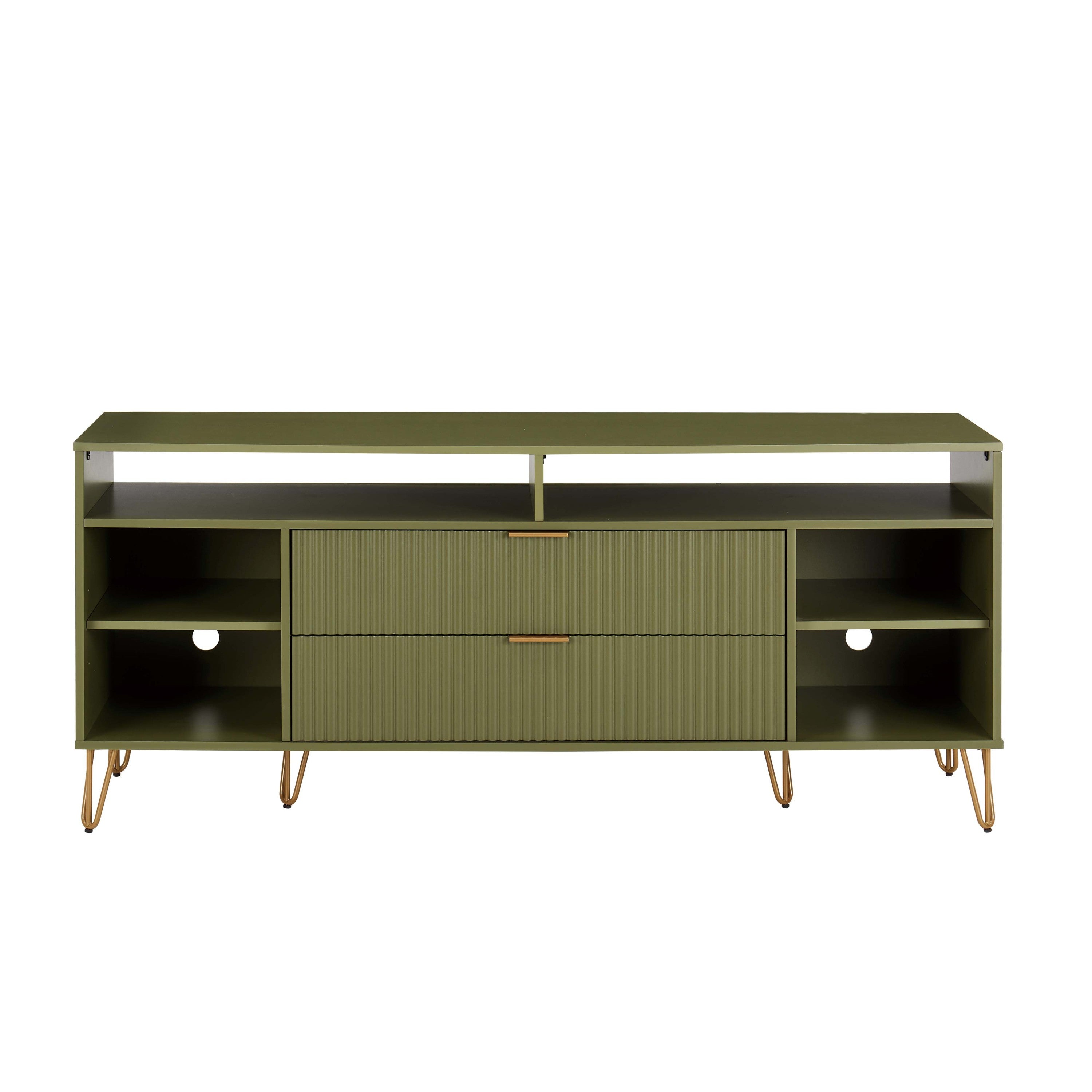 Dumbo 63' Fluted TV Stand in Olive Green