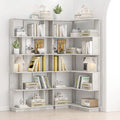 Light Grey Space Saving Corner Bookshelf and Display Set