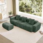 Modular Velvet Sectional Sofa with Ottoman - No Assembly.