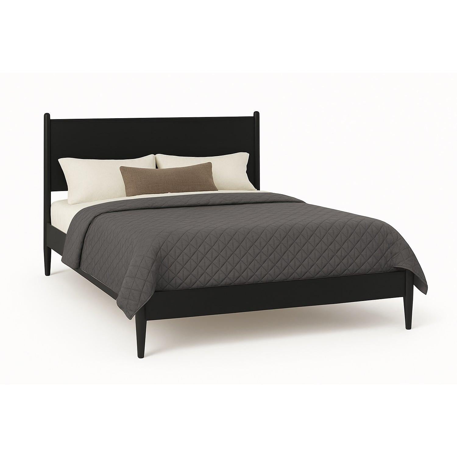 California King Wooden Platform Bed in Black Finish.