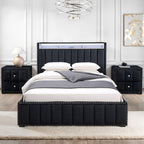 Luxury Queen Size Bed And 2 Nightstands Furniture Set.