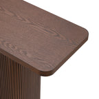 Modern Console Table with Ash Veneer Top and Metal Accent.