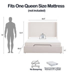 Caron Adjustable Wingback Bed Bundle Set - Queen Size.
