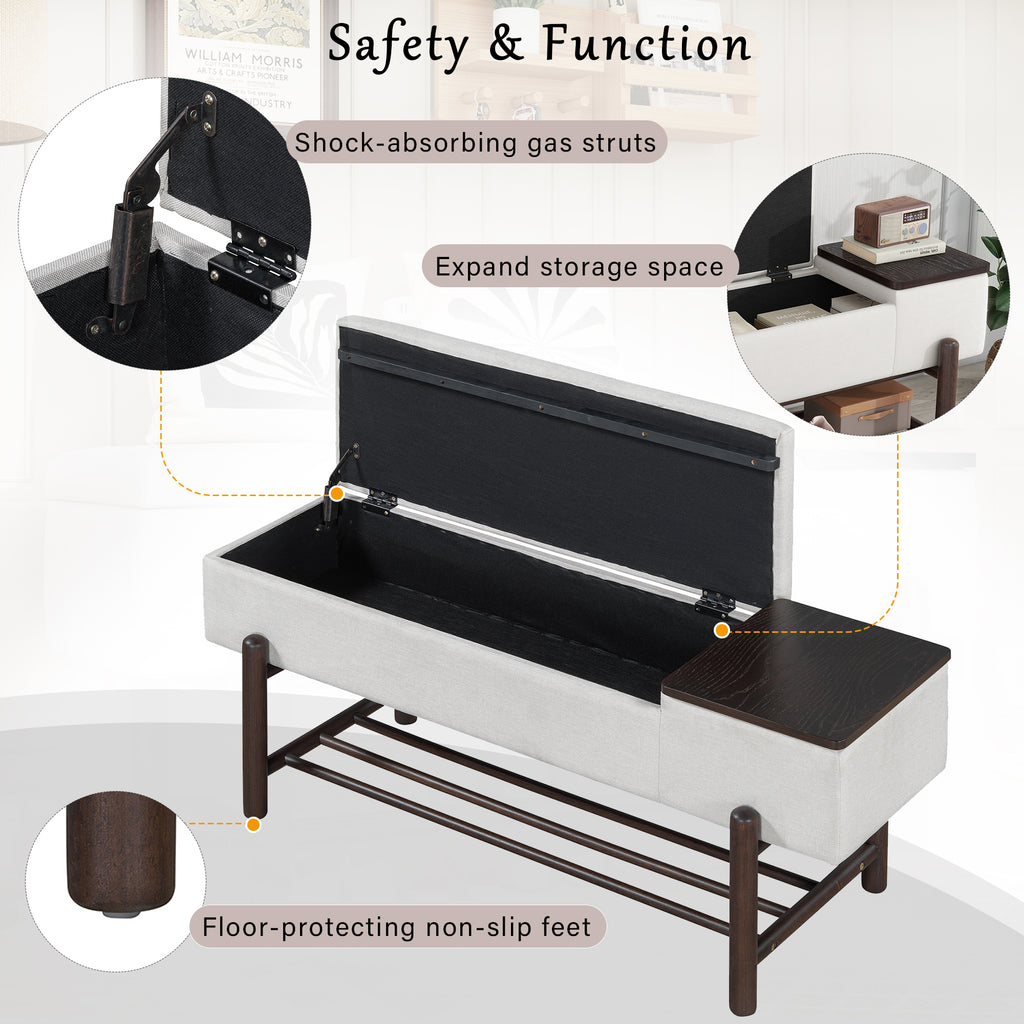 TREXM Farmhouse Upholstered Storage Bench with Hidden Compartment, Modern Entryway Bench for Living Room, Entryway, and Hallways (Espresso)