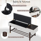 TREXM Farmhouse Upholstered Storage Bench with Hidden Compartment, Modern Entryway Bench for Living Room, Entryway, and Hallways (Espresso)