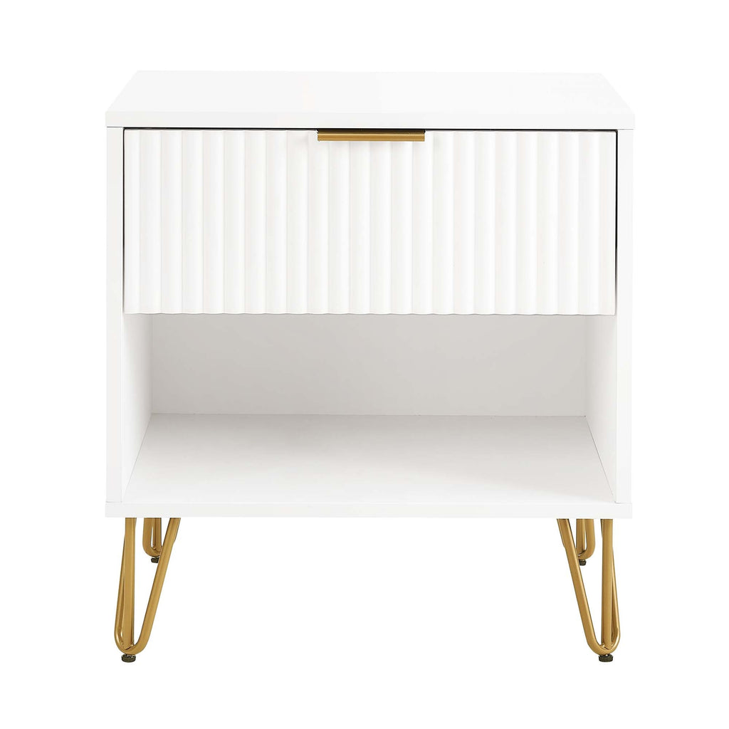 Dumbo 20' Fluted Nightstand in White (1-Drawer)