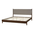 King Bed Frame with Headboard - Rubber Wood Platform Design.