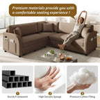 85.1' L-Shaped Pull-Out Sofa Bed with USB Port.