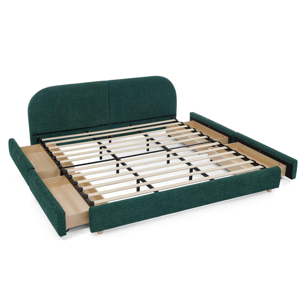 King Size Upholstered Bed Frame in Green - Modern Design.