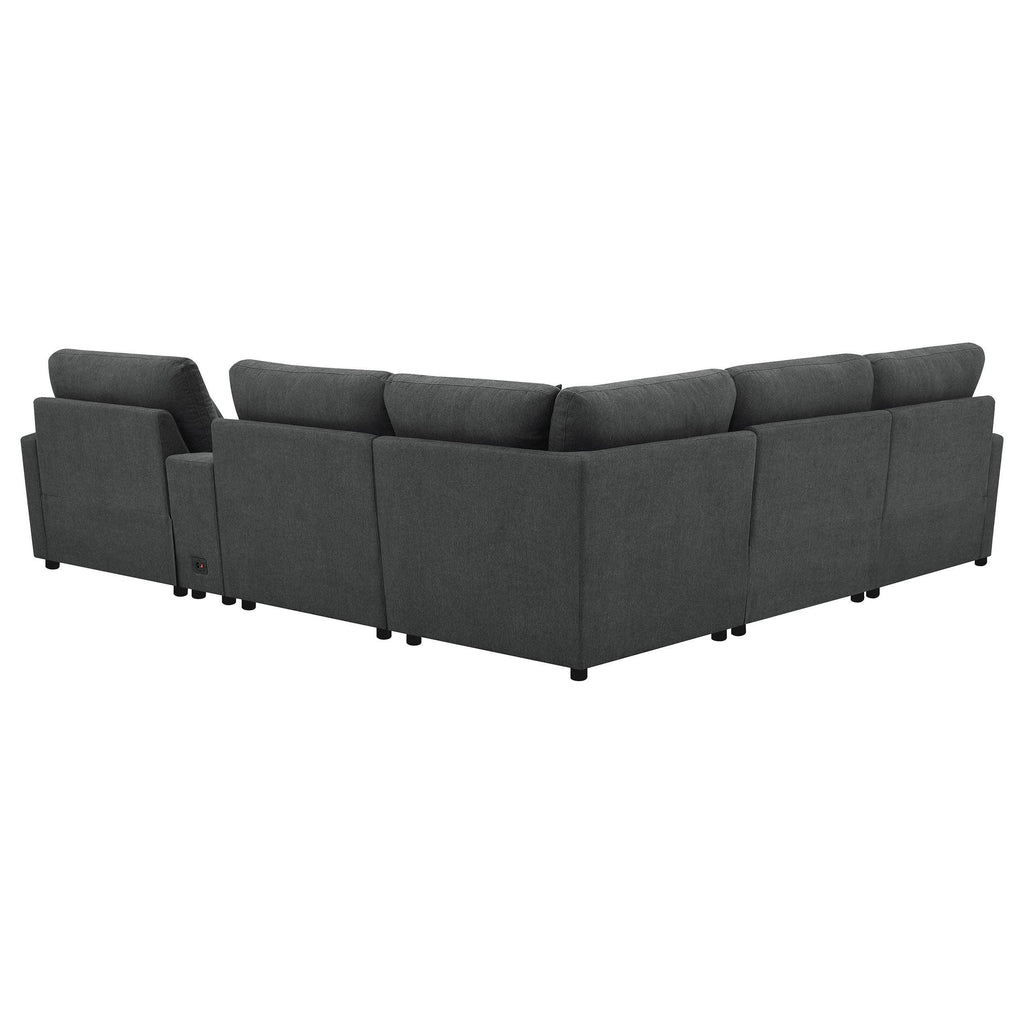 Hollander Dark Grey Modular Power Reclining Sectional Sofa.