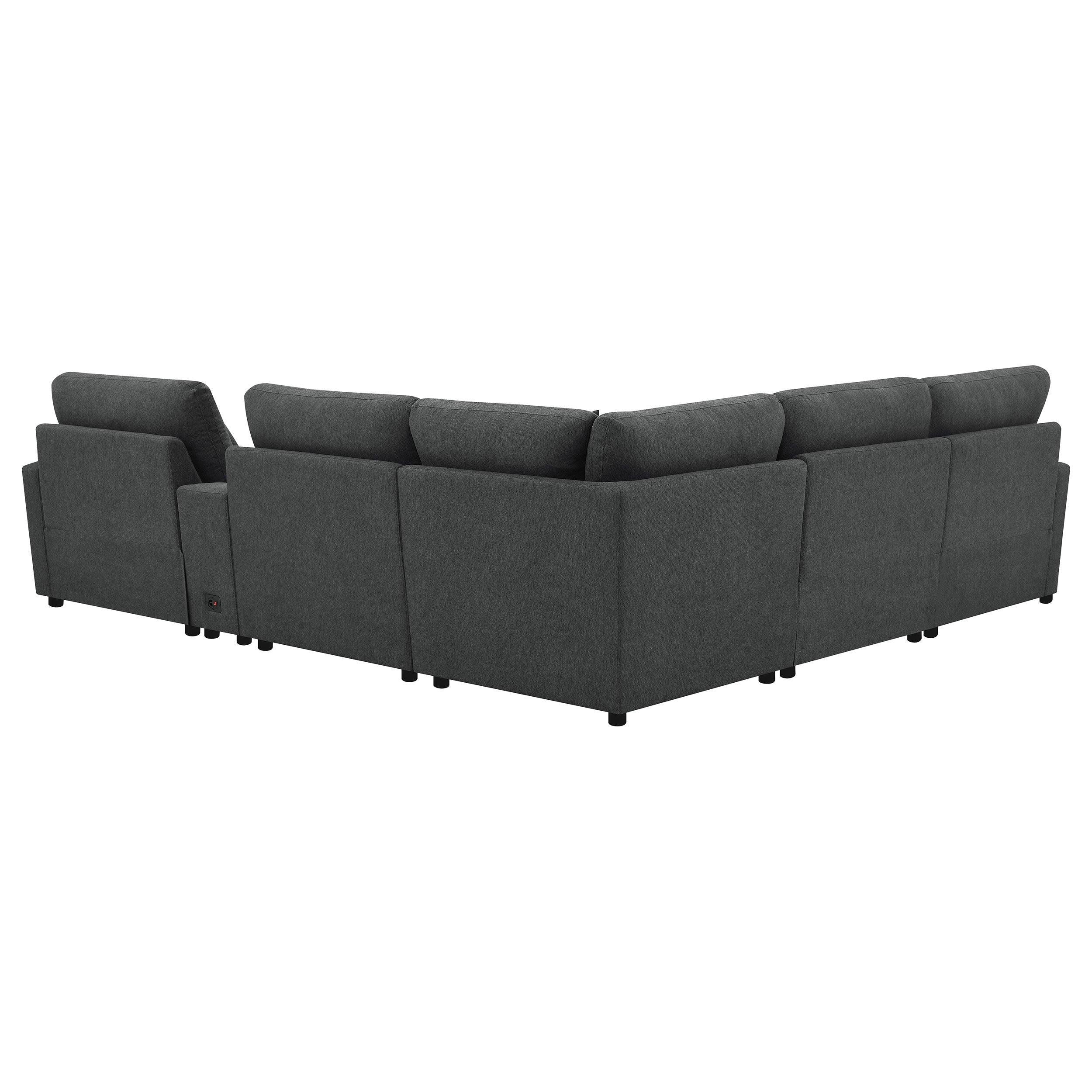 Hollander Dark Grey Modular Power Reclining Sectional Sofa.