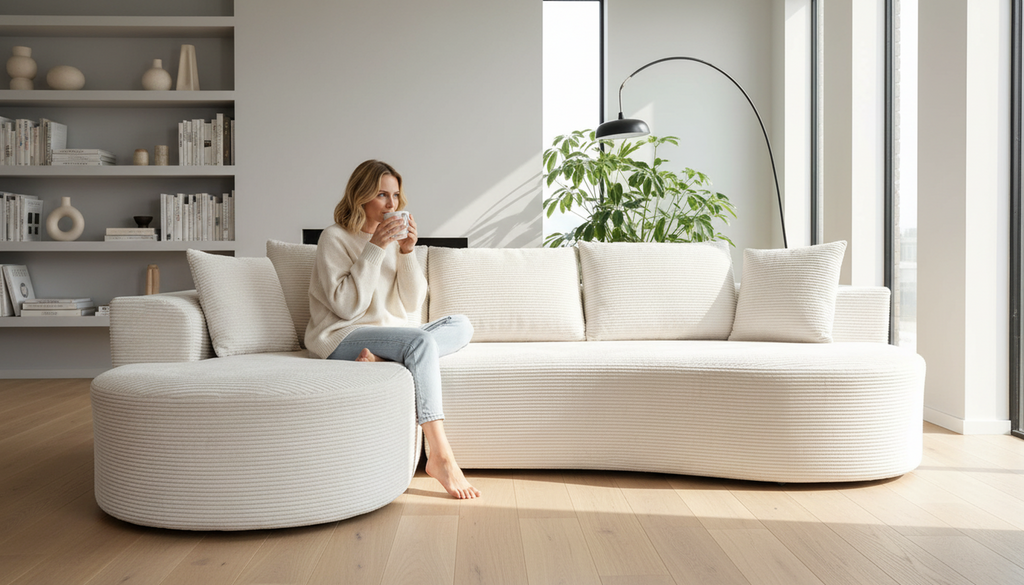 Curved Sectional Couch Set - Modern Minimalist Furniture.